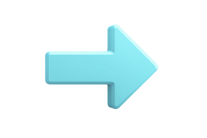 3D blue arrow pointing to right on transparency background, symbolizing direction and movement. arrow has glossy finish, giving it modern and sleek appearance png