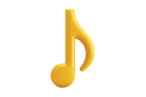 Shiny yellow musical note stands out against plain background, symbolizing music and creativity. glossy finish adds modern touch to this classic symbol png