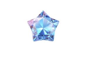 Sparkling, multifaceted star shaped crystal with gradient of blue and purple hues, reflecting light beautifully. gem intricate cuts create dazzling effect, making it appear luminous png