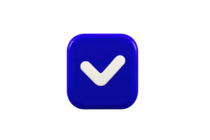 Blue square icon with white check mark symbolizes approval or confirmation, often used in digital interfaces png