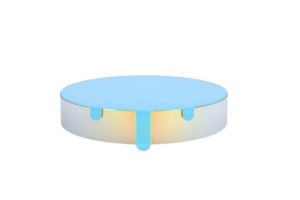 Round, blue platform with glossy surface and unique dripping design on side, creating modern and artistic look. gradient effect adds touch of elegance png