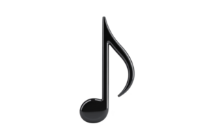 Glossy black musical note icon with sleek design, symbolizing music and sound. Perfect for digital media, music apps, and creative projects png