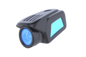 Sleek black and blue futuristic projector with glowing lens and modern design, ideal for high tech presentations and home theaters png