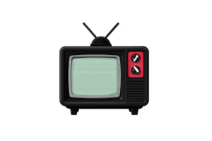 Vintage television with antennas and red dials evokes nostalgia, showcasing retro design and classic technology. old fashioned TV set is symbol of past entertainment eras png