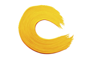 Vibrant yellow brushstroke forms dynamic, curved shape against transparent background, evoking creativity and energy. bold color and fluid motion suggest artistic expression png
