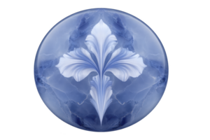 circular Projeto características simétrico, floral padronizar dentro tons do azul e branco, semelhante a estilizado fleur de lis. intrincado detalhes e mármore gostar textura crio elegante e artístico aparência png