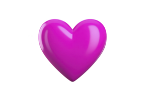 Shiny, vibrant pink heart symbol stands out against plain background, conveying love and affection. glossy finish adds modern touch, making it perfect for romantic or playful themes png