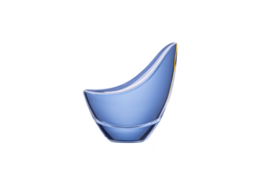 Sleek, modern blue glass vase with unique curved design, perfect for contemporary home decor. vase smooth surface and elegant shape add touch of sophistication to any space png