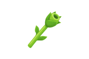 Vibrant green rosebud with stem and leaves, symbolizing growth and new beginnings. illustration is simple and colorful, capturing essence of nature beauty png