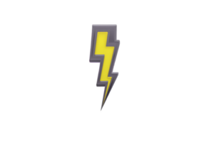 Stylized yellow lightning bolt with gray outline on transparency background, symbolizing energy and power. design is simple and bold, conveying sense of speed and electricity png