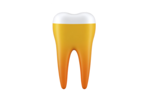 3D illustration of tooth with gradient color effect, transitioning from white at top to orange at bottom, isolated on transparency background png