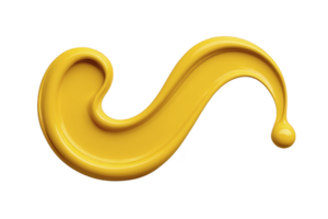 Vibrant yellow paint splash forms smooth, flowing curve against transparency background, creating dynamic and artistic visual. glossy texture and bright color evoke creativity and energy png