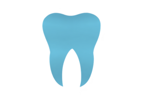 Blue tooth icon with simple, clean design, representing dental health or dentistry. icon is isolated on transparency background, emphasizing its shape and color png