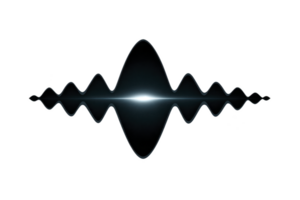 Sleek, abstract sound wave design with glowing center, set against transparent background, conveys sense of modernity and technology png