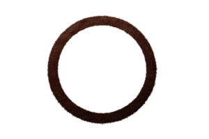 This features circular, rusty metal ring with textured surface, isolated transparency background. ring weathered appearance suggests age and exposure to elements. rusty metal ring isolated png