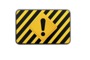 Yellow and black striped warning sign with exclamation mark in center, symbolizing caution or alert. design is bold and eye catching, often used for safety notifications png
