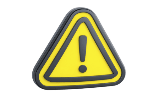 3d återges gul och svart triangel- varning tecken med utrop mark i Centrum, symboliserar varning eller varna. design är enkel och djärv, betona betydelse av meddelande png