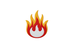 This features stylized flame icon with vibrant red and yellow colors, symbolizing heat or energy. design is simple and bold, often used to represent fire or intense emotion.flame icon with vibrant png