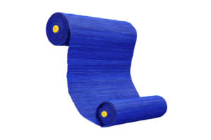 Vibrant blue roll of fabric is unfurled, showcasing its rich texture and color. fabric appears lightweight and flexible, ideal for various textile applications png