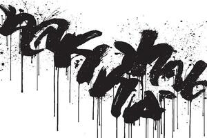 Expressive black graffiti text with ink drips and splatters on a clean white background, perfect for street art, urban design, or grunge-style projects. vector