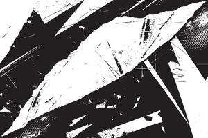 Dynamic abstract grunge background in black and white, featuring torn textures, sharp angles, and distressed details. vector