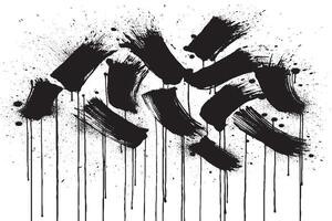Abstract black brush strokes with dripping ink effect on white background perfect for edgy designs, digital art, and urban-style prints. High-contrast grunge for creative visuals. vector