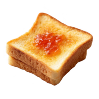 A slice of toasted bread topped with a sweet fruit jam, isolated on a white background. Perfect for breakfast or snack ideas, showcasing a delicious and tempting treat. png