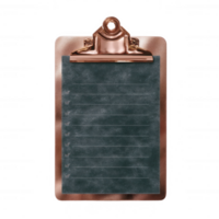 A stylish clipboard featuring a dark slate surface, ideal for organizing notes and tasks. Perfect for office settings, study spaces, or creative projects, complete with checkboxes. png