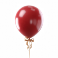 A vibrant red balloon with a shiny surface and a tied ribbon, perfect for celebrations or festive events, standing out against a white isolated background. png