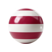 A vibrant striped ball featuring alternating red and white colors, perfect for beach activities or games. Isolated on a white background for a clean look. png