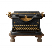 A vintage typewriter with intricate details and a unique charm, set against a white isolated background, perfect for showcasing the beauty of traditional writing tools. png