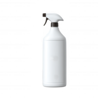 A white spray bottle isolated on a plain background, ideal for cleaning products or personal care. Minimalist design, suitable for various uses in homes or businesses. png