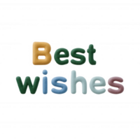 Colorful letters spelling 'Best Wishes' on a white isolated background, perfect for greeting cards or motivational designs. png