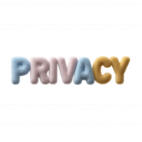 Colorful letters spelling out the word 'PRIVACY', representing the concept of personal space and digital security, ideal for illustrations about internet privacy and safety. png