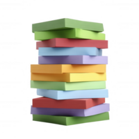 Colorful stack of sticky notes in various shades ready for use. Ideal for organizing thoughts, projects, or brainstorming sessions. png