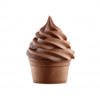 Delicious chocolate soft serve ice cream in a paper cup, perfect for dessert or a sweet treat, isolated on a white background to emphasize its creamy texture. png