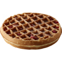 Delicious golden-brown waffle with a crispy texture, perfect for breakfast or dessert. Styled on a white isolated background for a clean and appealing look. png