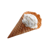Delicious ice cream in a crispy waffle cone, perfect for a refreshing treat on a warm day, showcasing a smooth and creamy consistency, ideal for dessert lovers. png