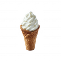 Delicious ice cream in a waffle cone, featuring soft serve texture. Perfect for summer treats and dessert cravings, isolated on a clean background for focus. png