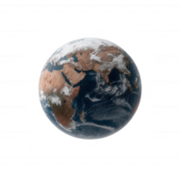 Detailed view of Earth, showcasing continents, oceans, and atmospheric clouds on a transparent background. png