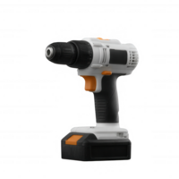 Electric power drill with battery, ideal for construction and DIY projects, showcasing its features on a white isolated background. png