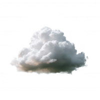 Fluffy white cloud isolated on a transparent background, perfect for creative projects or weather-related themes, featuring soft contours and a serene atmosphere. png
