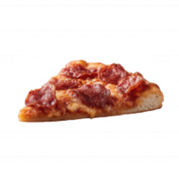 Slice of delicious pepperoni pizza with a crispy crust on a white isolated background, perfect for food lovers and culinary projects. png