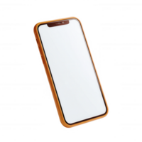 Smartphone with a sleek design and a blank screen, suitable for placing app designs or digital content, isolated on a white background. png