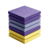 Stack of colorful square craft papers featuring shades of purple, gray, and yellow, isolated on a white background, perfect for creative projects and visual inspiration. png