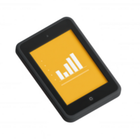 Tablet device displaying a colorful graph on its screen, ideal for showcasing digital analytics and data visualization in a modern business environment. png