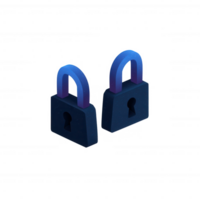 Two modern padlocks with a sleek design, featuring a gradient blue color. Isolated on a white background to emphasize security and protection themes. png