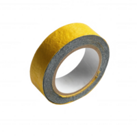 Yellow adhesive tape on a white isolated background, ideal for crafting and DIY projects, showcasing its bright color and texture. png