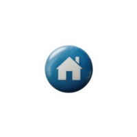 A blue button featuring a white house icon, ideal for representing home-related themes on a white isolated background. png