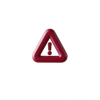 A bold red triangular warning symbol featuring an exclamation mark, set against a white isolated background, ideal for conveying alerts or caution in graphic designs. png